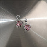 Cifeeo New Harajuku Vintage Goth  Pink Peach Heart Drop Earrings For Women Grunge Punk Halloween Aesthetic Y2k Fairy Jewelry