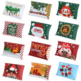 Christmas Gift 12Pcs Christmas Pillow Shape Candy Box Merry Christmas Kraft Paper Gift Box Packging Kids Favors Happy New Year Navidad
