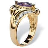 Cifeeo  Fashion  Amethyst Flower Rings For Women Bride Wedding Engagement Ring Birthday Party Anniversary Gift Jewelry
