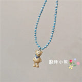 Cifeeo Baroque Simulated Pearls Cute Flowers Colorful Hand-Woven Beaded Short Clavicle Chain Choker Necklace For Women Girls Jewelry