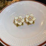 Cifeeo Korean New Oil Dripping Pearl Flower Earrings Small Fresh Sweet Fashion Versatile Earrings Women's Jewelry