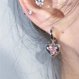 Cifeeo New Harajuku Vintage Goth  Pink Peach Heart Drop Earrings For Women Grunge Punk Halloween Aesthetic Y2k Fairy Jewelry