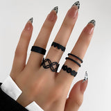 Cifeeo 11pcs/set Punk Geometric Black Rings Set For Women Vintage Animal Snake Butterfly Cross Finger Rings Set Party Jewelry Gifts