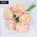 Graduation Gift  5 Pierced Roses Realistic Touch Moisturizing Rose Bud Artificial Flowers Bouquet Wedding Home Table Decor Arrange Fake Plants