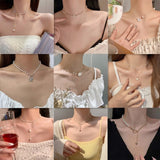 Cifeeo 2023 Kpop Double Layer Chain Gold Fashion Choker Cute Romantic Women Pearl Pendant Necklace Girl Jewelry Collar