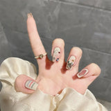 Cifeeo （Handmade Manicures)10 PCS Sweet girl limited milk white cute graffiti flash diamond pure handmade manicure