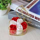 Metal Basket 6 Rose Soap Flower Heart-shaped Gift Box Birthday Valentine's Day Gift Giveaway Aromatherapy Artificial Flowers