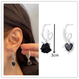 Cifeeo New Harajuku Vintage Goth  Pink Peach Heart Drop Earrings For Women Grunge Punk Halloween Aesthetic Y2k Fairy Jewelry