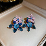 Cifeeo New Arrival Stud Earrings Fashion Geometric Women Vintage  Flower Elegant Earrings Color Oil Retro Trend  Wholesale Jewelry