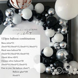 123pcs Marble Balloons Garland Kit Chrome Sliver Black White Balloon Arch Birthday Wedding Baby Shower Hollywood Party Decor