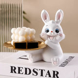 Cifeeo Home Tray Sculpture Rabbit Storage Ornaments,Living Room Decoration Tabletop Fruit Plate,TV Cabinet Decor Sculpture Resin Crafts