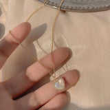 Cifeeo Trendy Fine 14K Real Gold Heart Shaped Opal Chain Pendant Necklace for Women Temperament Jewelry Shiny AAA Zircon Wedding Gift