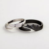 Cifeeo New Couple Silver Color Black Color Angel Devil Wings Adjustable Ring Gift