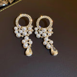 Graduation Gift New Arrival Earrings Fashion Alloy Trendy Water Drop Women Dangle Long Pearl Elegant Female Jewelry