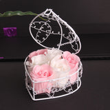 Metal Basket 6 Rose Soap Flower Heart-shaped Gift Box Birthday Valentine's Day Gift Giveaway Aromatherapy Artificial Flowers