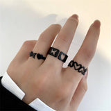 Cifeeo 11pcs/set Punk Geometric Black Rings Set For Women Vintage Animal Snake Butterfly Cross Finger Rings Set Party Jewelry Gifts