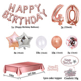 Cifeeo Rose Gold 40 Years Birthday Decorations Balloon Set For Woman Men Adult Party 40Th Birthday Anniversary Supplies