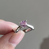 Cifeeo Kpop Pink Crystal Love Heart Open Ring For Women Wedding Luxury Vintage Grunge Aesthetic Jewelry Y2K Accessories