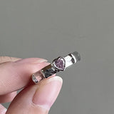 Cifeeo Kpop Pink Crystal Love Heart Open Ring For Women Wedding Luxury Vintage Grunge Aesthetic Jewelry Y2K Accessories