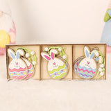 9pcs/set Easter Rabbit Wooden Pendants Hanging Painting Bunny Wood Crafts DIY Decor Easter Decorations for Home Kids Gift