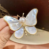 Cifeeo Summer New Butterfly Brooches For Women Charm Pearl Gold Color Brooch Pins Party Wedding Gifts Clothing Accessories Jewelry Gift