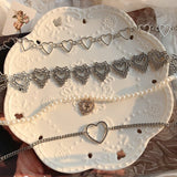Cifeeo Kpop Heart Chain Choker Necklace For Women collar Goth Necklaces Aesthetic Jewellery Christmas Party Girl halloween New Chocker