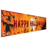 Cifeeo   250X48cm Latest Happy Halloween Banner Bloody Bat Pumpkin Ghost Print Party Backdrop Hanging Banner Halloween Decor