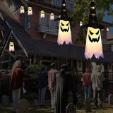 Cifeeo  LED Halloween Decoration Flashing Light Gypsophila Ghost Festival Dress Up Glowing Wizard Ghost Hat Lamp Decor Hanging Lantern