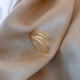 Graduation Gift New Arrival Rings Fashion Women Metal Party Classic Zircon Leaf Ring Female  Light Luxury Ring Adjustable Opening Jewelry