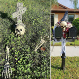 Cifeeo  Halloween Skull Head Realistic Skeleton Stakes Skull Head Hand For Halloween Party Garden Lawn Outdoor Horror Decorations Props