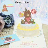 Cifeeo  Hot 3D Pop UP Happy Birthday Cards Invitation Cake Greeting Card Business Kids Gift Tourist Postcard For Friend Dad Mom Present