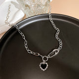 Cifeeo Kpop Heart Chain Choker Necklace For Women collar Goth Necklaces Aesthetic Jewellery Christmas Party Girl halloween New Chocker