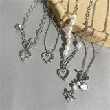 Cifeeo Kpop Heart Chain Choker Necklace For Women collar Goth Necklaces Aesthetic Jewellery Christmas Party Girl halloween New Chocker