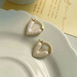 Graduation Gift New Arrival Stud Earrings Fashion Heart Metal Women Classic Simple Cute White Elegant Female Jewelry