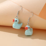 Cifeeo Pink Cartoon Duck Earrings Set Cute Animal Butterfly Heart Dangle Earrings For Women Girls Geometric Earring Trendy Jewelry Gift