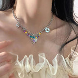 Cifeeo Kpop Heart Chain Choker Necklace For Women collar Goth Necklaces Aesthetic Jewellery Christmas Party Girl halloween New Chocker