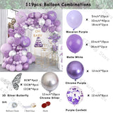 152pcs Macaron Purple Balloons Garland Arch Kit Wedding Decoration 3D Butterfly Ballon Globos Baby Shower Birthday Party Decor