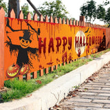 Cifeeo   250X48cm Latest Happy Halloween Banner Bloody Bat Pumpkin Ghost Print Party Backdrop Hanging Banner Halloween Decor