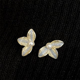Cifeeo New Arrival Stud Earrings Fashion Plant Metal Women Vintage Blue Earrings Flower Pearl Ear Jewelry