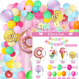 Back to school Cifeeo  Balloons Arch Kit Ice Cream Candy Birthday Party Decorations For Girl Kids Candyland Lollipop Party Supply Happy Birthday Banner