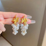 Graduation Gift New Arrival Water Drop Earrings Fashion Metal Classic  Women Ancient Style Crystal Pearl Tassel Earrings Jewelry