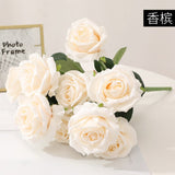 Simulation of 10 Dole Roses Silk Fake Artificial Flowers Home Living Room Dining Table Wedding Decoration High Quality Yellow