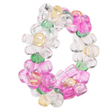 Cifeeo New Cute Transparent Resin Acrylic Handmade Beaded Rhinestone Colourful Geometric Square Round Rings for Women Y2k Jewelry Party