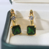 Cifeeo  Unique  Filled Green Emerald Earrings For Women Anniversary Gift Party Engagement Wedding Jewelry