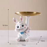 Cifeeo Home Tray Sculpture Rabbit Storage Ornaments,Living Room Decoration Tabletop Fruit Plate,TV Cabinet Decor Sculpture Resin Crafts