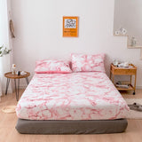Cifeeo Nordic Mirco Fiber Marble Print Fitted Bed Sheet Single Elastic Band Double Bed Linen Home Soft Comfortable King Size Bedsheet