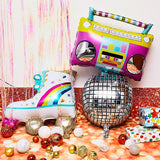 Back to school Cifeeo  18'' Disco 4D Foil Balloons Inflatable Rock Radio Roller Skate 80S 90S Party Decors Retro Hip Hop Themed Birthday Party Supplies