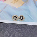 Graduation Gift New Arrival Stud Earrings Fashion Metal Women Classic Black Petal Earrings Trendy Korean Elegant Flower Jewelry