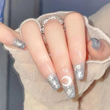 Cifeeo （Handmade Manicures）10 PCS Wear Nail Patch Cool White Moonlight New Nail Art Net Red Ins Nail Patch Fake Nail Patch