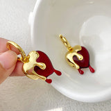 Cifeeo Delicate Jewelry Irregular Heart Earrings New Trend Vintage Temperament Red Resin Drop Earrings For Girl Lady Gifts